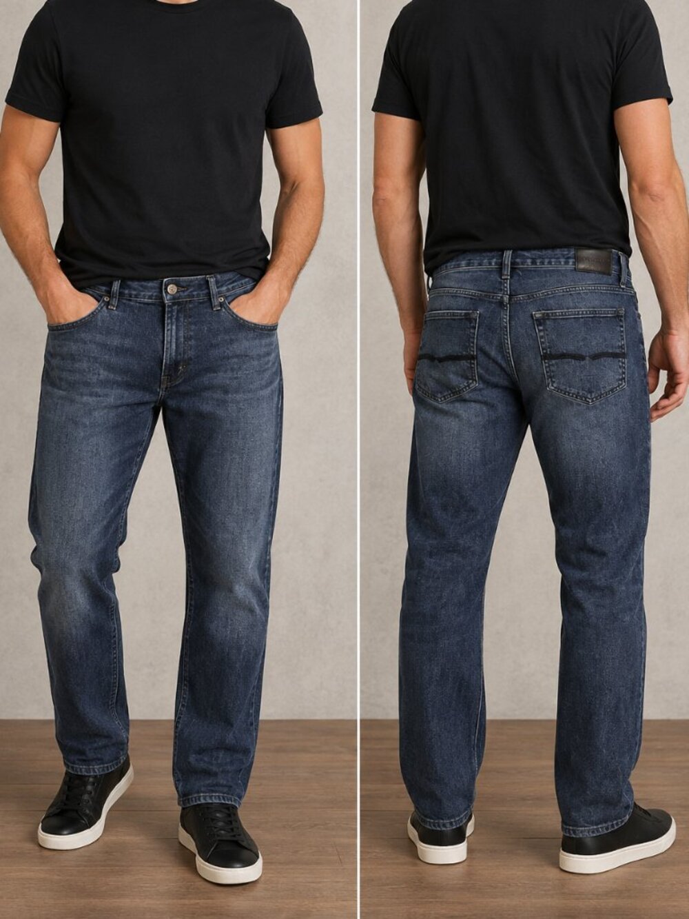 Jack-X Men's Jeans 38x32 Slim Straight Blue Denim Classic 5-Pocket Pants